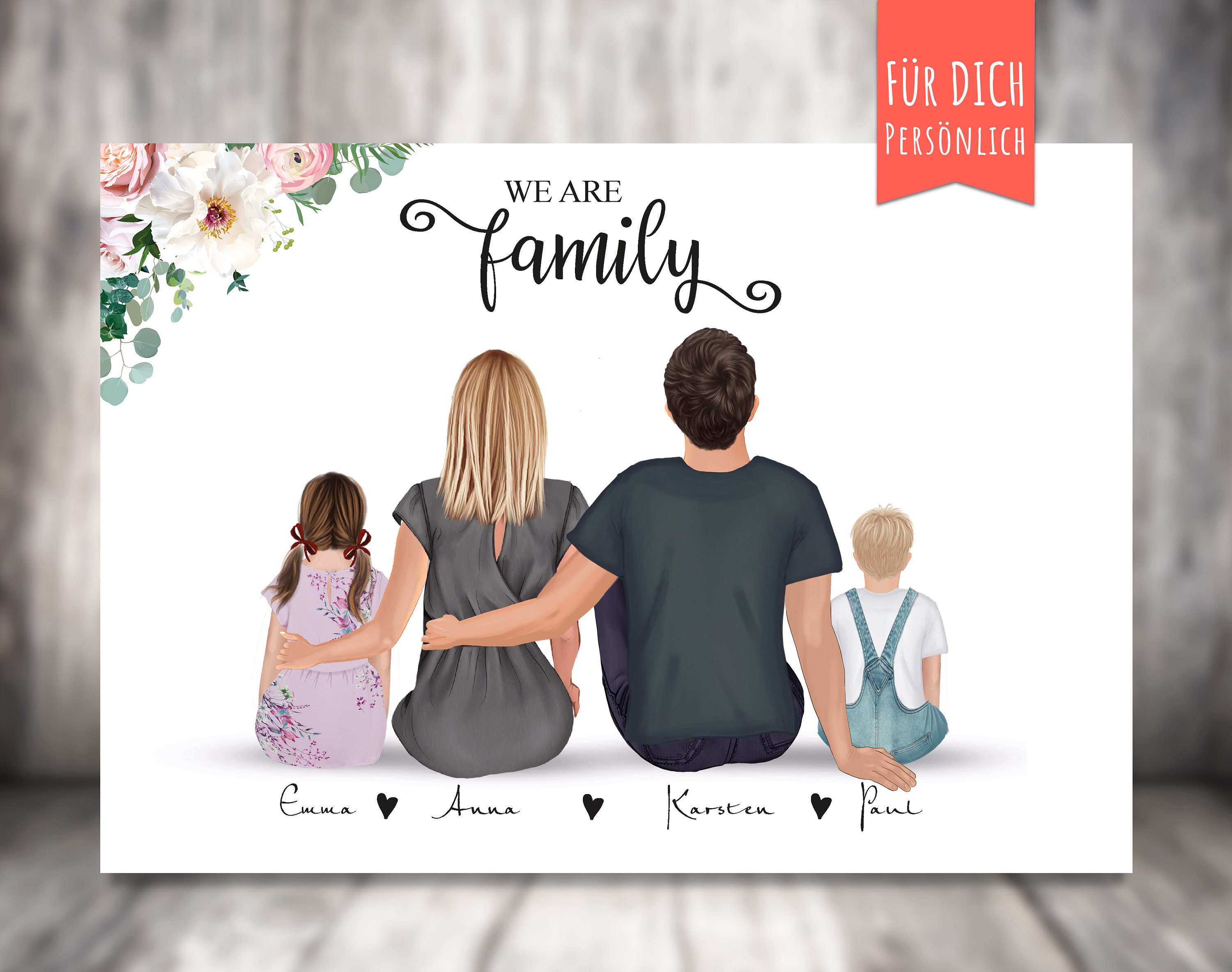 Personalisiertes Poster für die Familie Familienbild Geschenk Etsy