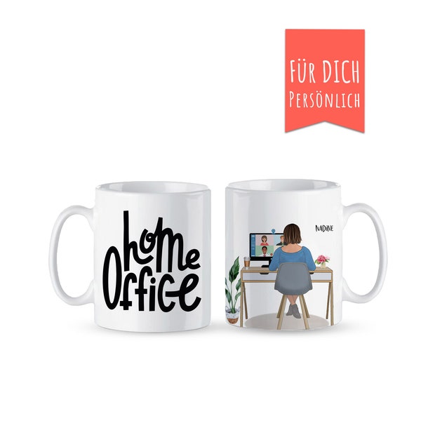 personalisierte Tasse Zoom Homeoffice, lets stay home, personalisierte Tasse für Lehrer, Arbeitskollegen, Corona-Homeoffice Tasse,