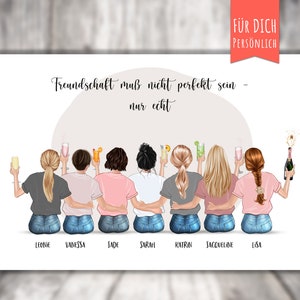 Poster “BFF 7 Best Friends” personalized, personalized gift, girlfriend, best friends, Life is better with friends, sitting in a T-shirt