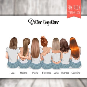 Poster “BFF 7 Best Friends” personalized, personalized gift, girlfriend, best friends, Life is better with friends, seven women picture