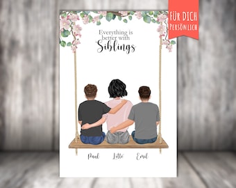 personalized poster for the family, family picture gift, best brother, best siblings, best sister picture
