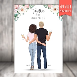personalized picture partner picture, together is our favorite place, girlfriend/boyfriend, man + woman, couple picture, gift for lovers,