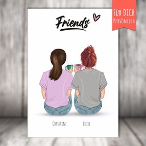 Poster &quot;BFF Best Friends&quot; personalized for you with name, text and personality, personalized gift, best friends forever