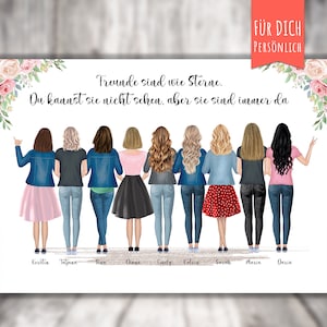 Poster “BFF 9 Best Friends” personalized, personalized gift, girlfriend, best friends, Life is better with friends