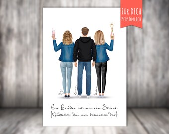 personalized poster for the family, family picture gift, best brother, best friend, best buddy