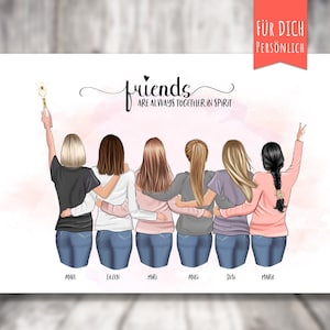 Poster &quot;BFF 6 Best Friends&quot; personalized, personalized gift, girlfriend, best friends, best sisters, 6 best friends gift