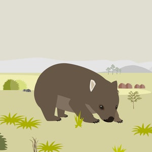 Wombat-illustratie DOWNLOAD-poster A3 afbeelding 3