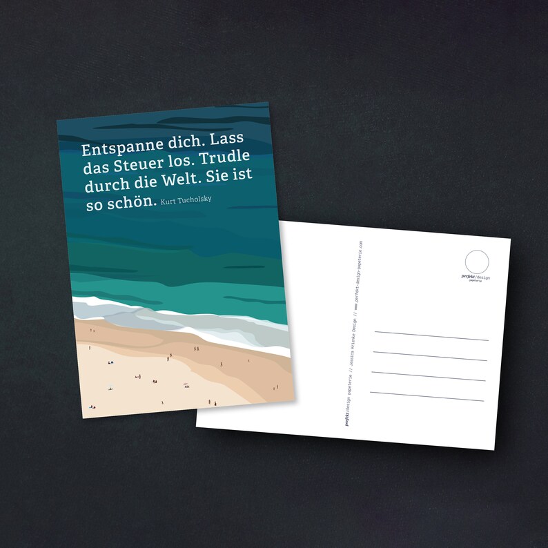 Postcard Sand beach with saying Illustration A6 image 1