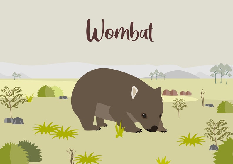 Wombat-illustratie DOWNLOAD-poster A3 afbeelding 2