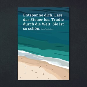 Postcard Sand beach with saying Illustration A6 image 2