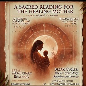 Leitura de mapa astral emocionante para mães, astrologia informada sobre traumas, quebrando maldições geracionais.