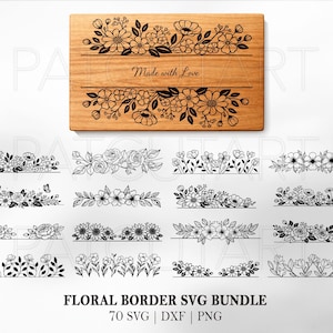 Floral Frame Monogram SVG, Flower Border Cut File, Floral Glowforge, Floral Laser Engraving, Flower Bouquet, Flower Monogram, Floral Clipart