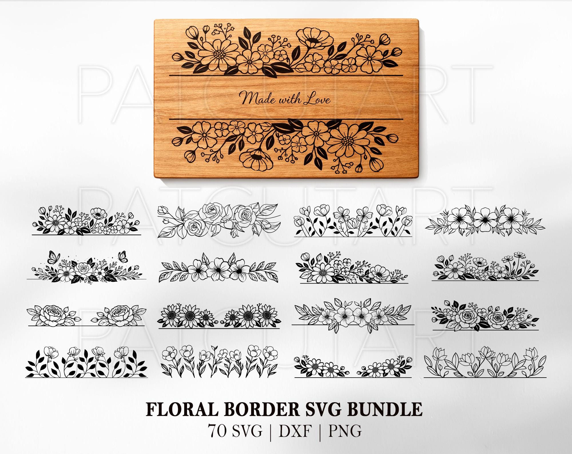 Floral Frame Monogram SVG, Flower Border Cut File, Floral Glowforge ...