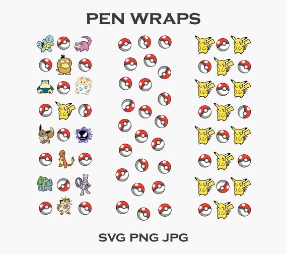 Pen Wrap Pokemon PNG Pokemon Pattern Pikachu Pen Wrap Etsy Australia