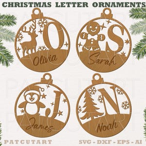 Alfabeto de Natal Svg, Letras de Natal Svg, Enfeite de Nome de Natal Svg, Natal Svg, Nome de Natal Glowforge Svg, Desenhos Bonitos de Natal