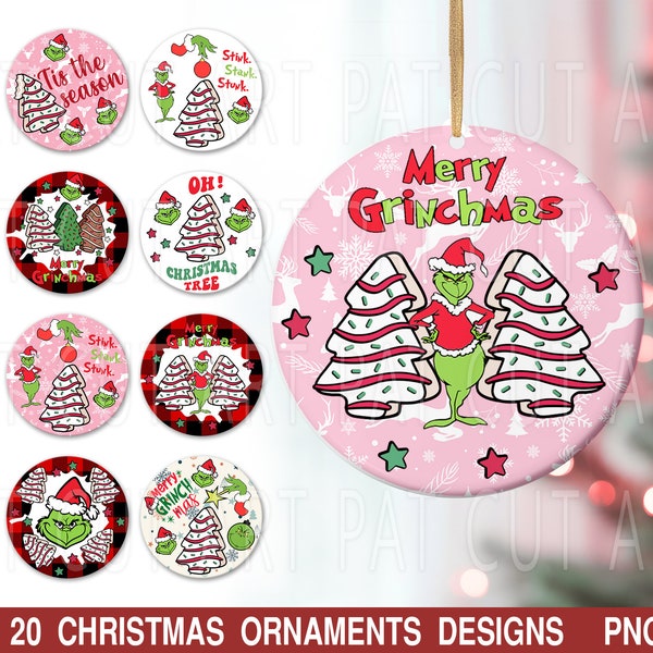 Christmas Round Ornament Png, Green Face Ornament Png, Oh Christmas Tree Cake Png, Christmas Png, Christmas Ornament Sublimation, Green Face