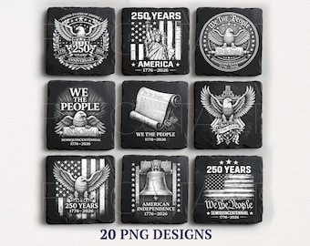 250th Anniversary 4th of July slate engraving files, patriotic laser engrave, glowforge,  Anniversary America Coasters, USA Laser Burn File