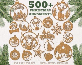 Christmas Ornament Svg Bundle, Christmas Svg, Christmas Glowforge, Christmas Decorations, Christmas Laser Cut Svg, Wildlife Svg, Santa Svg