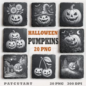 Halloween-skiffergravyrfiler, pumpa png lasergravyr, glowforge, kusliga skifferunderlägg PNG, pumpa laserbränningsfil, illusionslaser PNG
