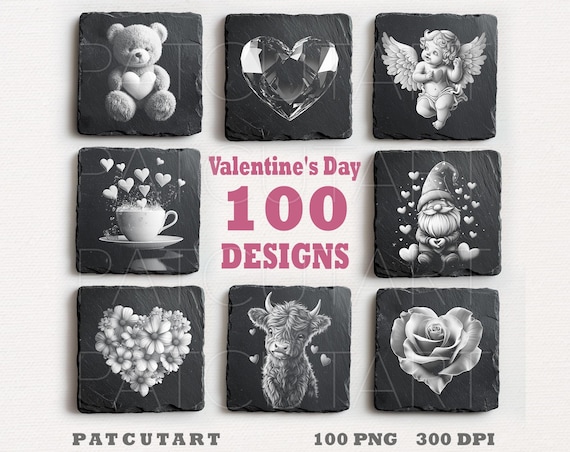 Valentines Slate Engraving Files,Valentines PNG Laser Engrave, Valentines Slate Coasters PNG, Glowforge, Love Laser Burn File,Illusion Laser