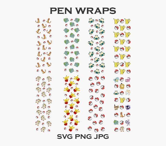 Pen Wrap Pokemon PNG Pen Wraps PNG Pokemon Pen Wrap Glitter Etsy