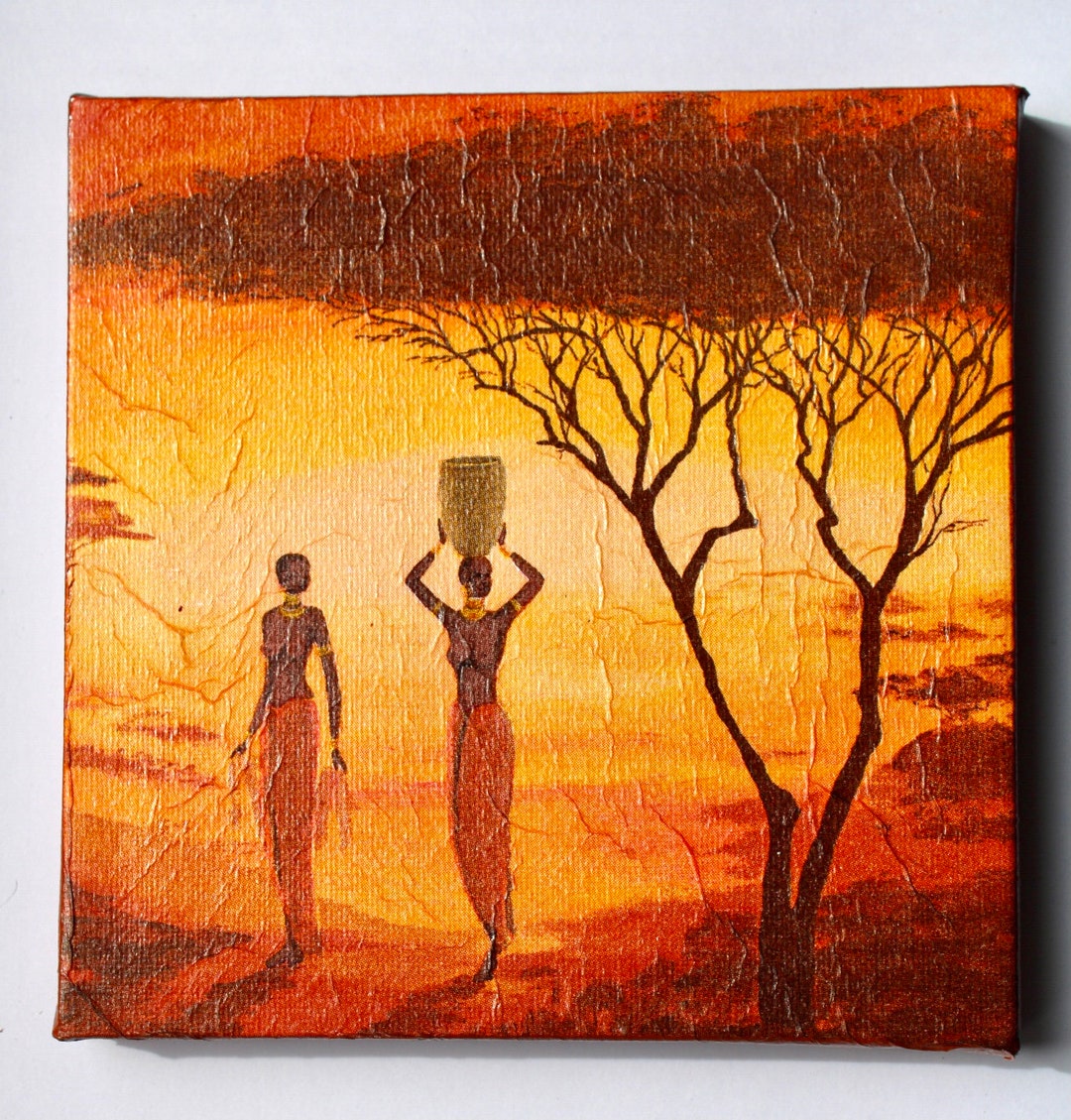 African Women Sunset Wall Art, Mini Canvas Print, South African Art Etsy
