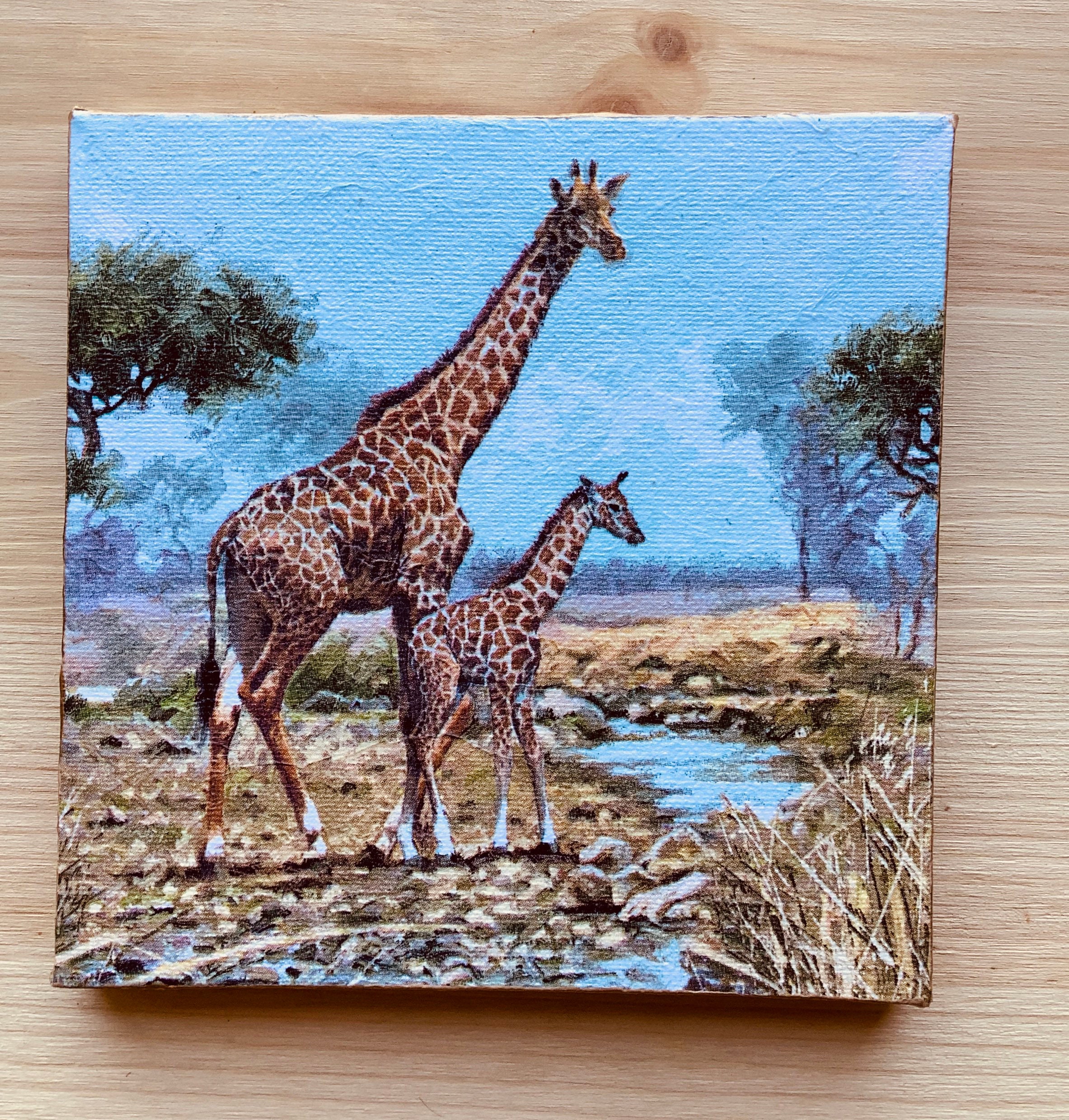 Giraffe wall art mini canvas print South African art Etsy.de