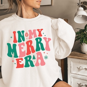 In My Merry Era, Retro Christmas Sweatshirt, Funny Christmas Shirt,  Vintage Christmas Sweater, Christmas Sweatshirts for Women