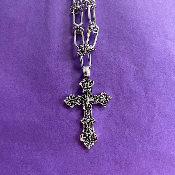 Y2k Intricately Detailed Cross Pendant and Necklace - Gifts for her