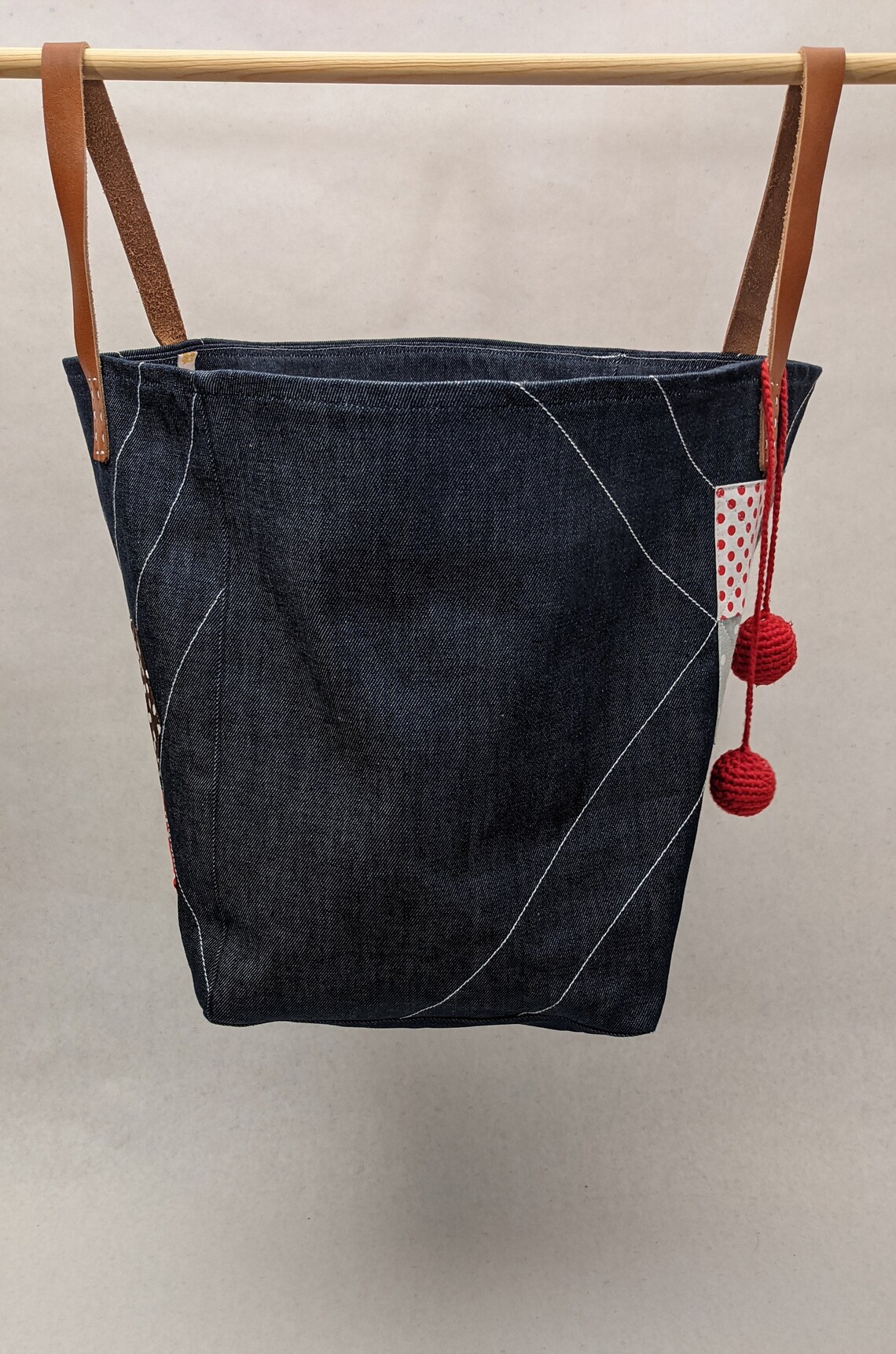 Denim Tote Bag Stitch & Patch IV Etsy