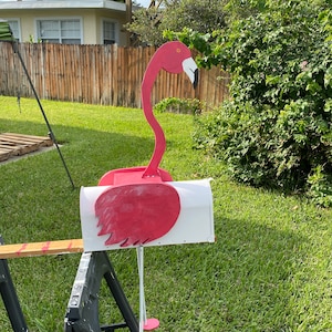Custom Handmade Wooden Flamingo Mailbox