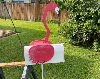 Custom Handmade Wooden Flamingo Mailbox