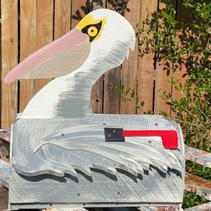 Custom Classic Grey Wooden Short Head Pelican Mailbox