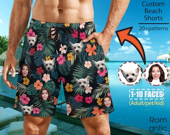 Custom Faces on Swim Trunks With Face,Custom mens Short,Custom Gifts for Man,Custom Beach Party dad beach shorts,gift for husband/dad/men