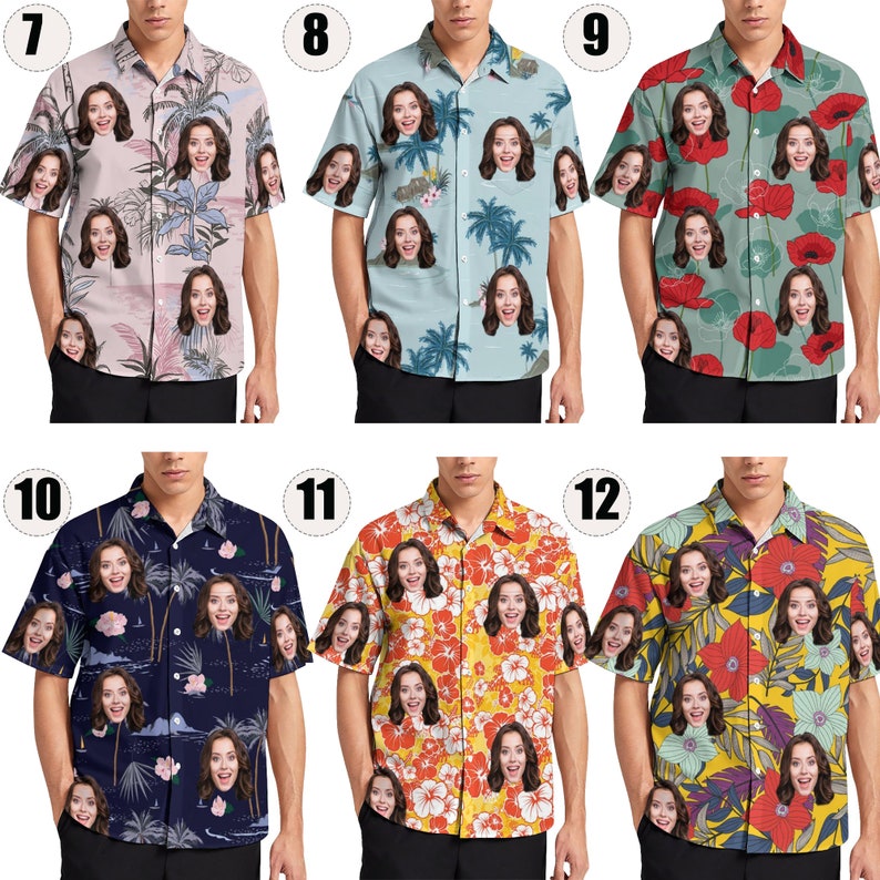 Custom Hawaiian Shirt With Face,Custom Face Hawaiian Shirt For Man Woman,Custom Unisex shirt,Hawaiian Style,Family Travel,Summer Party Shirt image 3