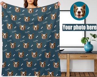 Custom Pet Blanket Using Pet Photo+Name Custom Dog Blanket-Personalized Dog Blankets-Cat Picture Blanket-Pet Photo Blanket-Birthday gift