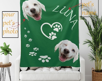 Personalized Photo Pet blanket,Custom Pet Face blanket,Collage Pattern Blanke,Name Custom Dog Blanket,Pet Photo Blanket Dog Gift,Pet gift