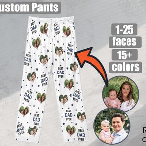 Heart shape,Custom Family photo Pajama pants,Best dad ever,Gift for dad/mom,best mom ever,Birthday Day gift,Unisex pants,dog/kid face pants