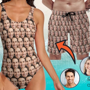 Face Swimsuit,Hilarious Gift,Custom Swimsuit Face,One-Piece Bathing Suit,Bathing Suit,Beach Vocation Gifts,gift for dad and mom,gag gift