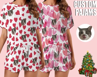 Aangepaste pyjama, aangepaste pyjamaset met gezicht, gepersonaliseerde hondenfotopyjama, feestpyjama, kerstcadeau/vrijgezellenfeestcadeau voor vrienden