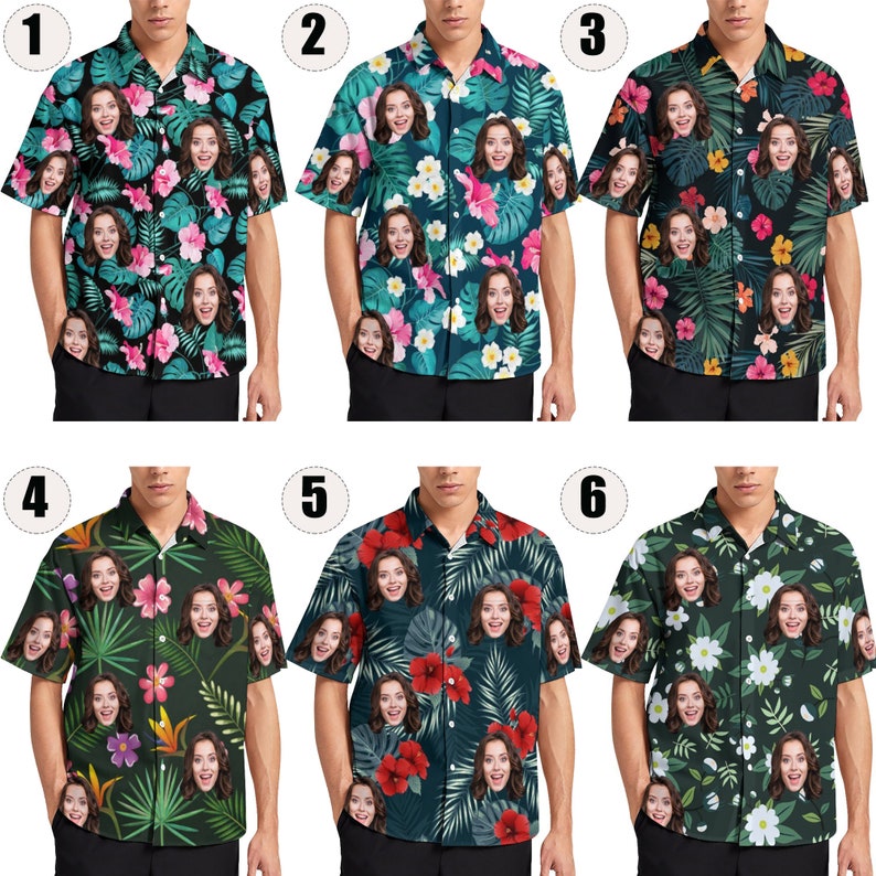 Custom Hawaiian Shirt With Face,Custom Face Hawaiian Shirt For Man Woman,Custom Unisex shirt,Hawaiian Style,Family Travel,Summer Party Shirt image 2