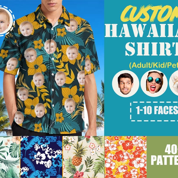 Custom Hawaiian Shirt With Face,Custom Face Hawaiian Shirt For Man Woman,personalized shirt,Hawaiian Style,Family Travel,Summer Party Shirt,