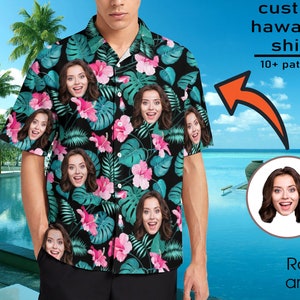 Custom Hawaiian Shirt With Face,Custom Face Hawaiian Shirt For Man Woman,Custom Unisex shirt,Hawaiian Style,Family Travel,Summer Party Shirt image 1