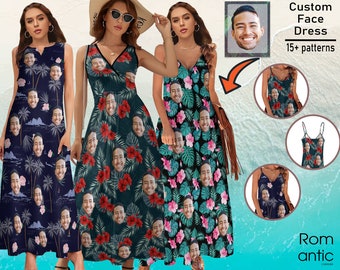 Benutzerdefinierte hawaiianisches Kleid mit Gesicht, benutzerdefiniertes Gesicht hawaiianisches Kleid Geschenk für Geburtstagsfeier, benutzerdefinierter Geburtstag für Ehemann, Hawaii-Stil, Familienreisen