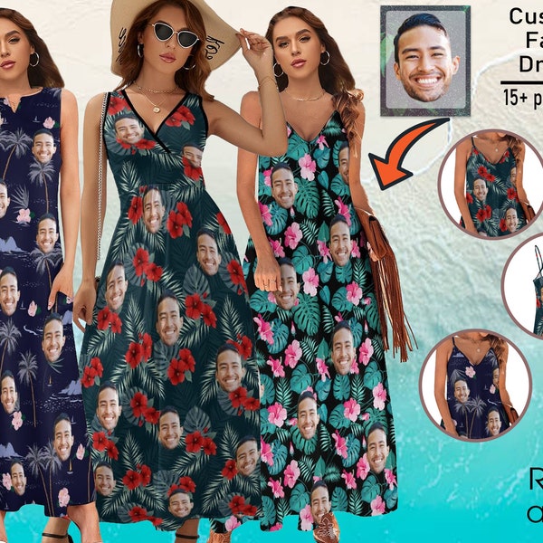 Custom Hawaiian dress With Face,Custom Face Hawaiian dress gift for birthday party,Custom birthday for husband ,Hawaiian Style,Family Travel