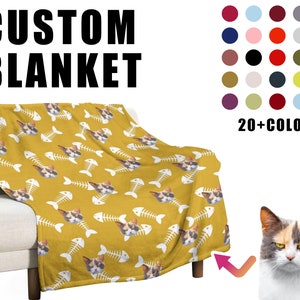 Custom Pet Blanket,Custom Cat Face Blanket Pet Photo Blanket ,Pet Lover Gifts,Personalized Pet Photo Blanket, Blanket Throws, Dog Keepsake