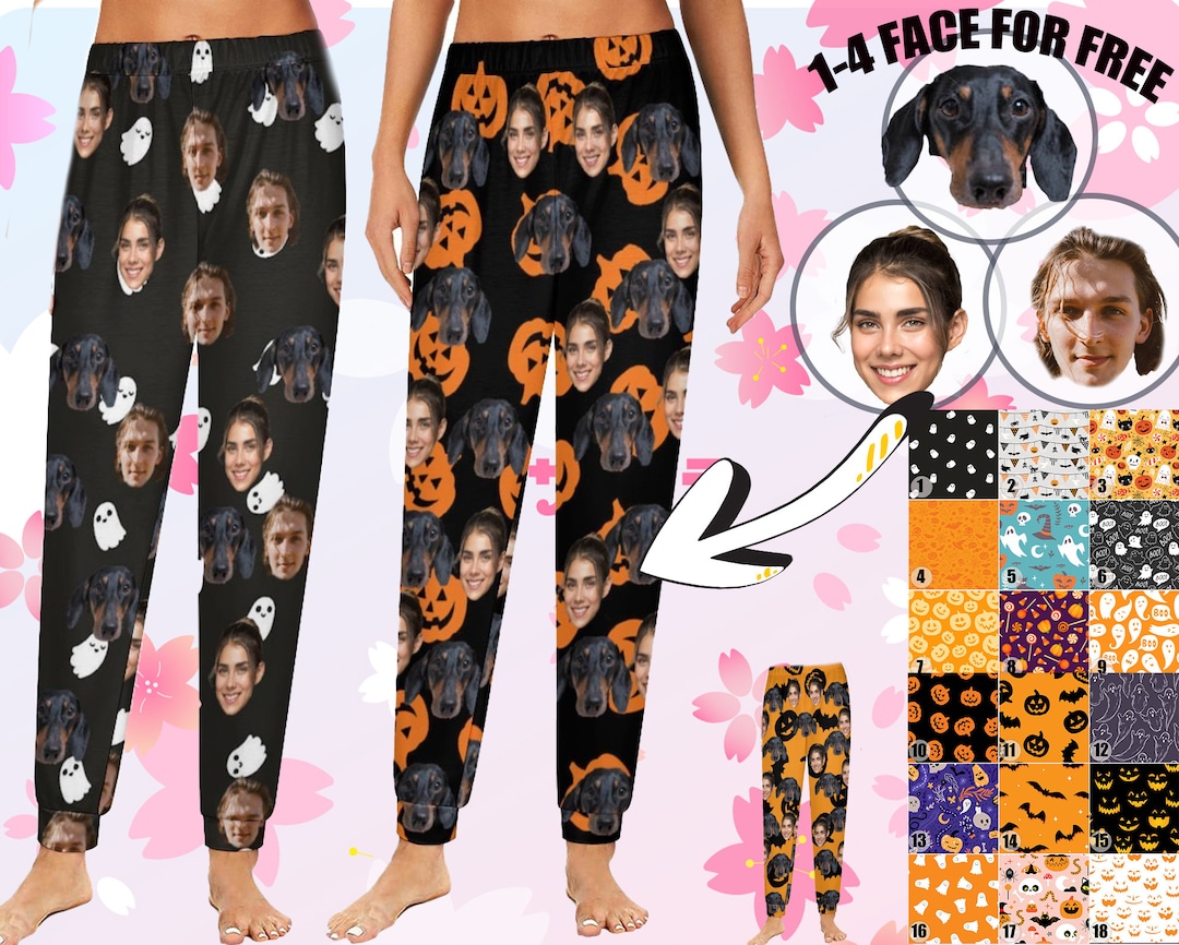 Halloween Pajama Pants,custom Face Pajama Set,personalized Pajamas Set