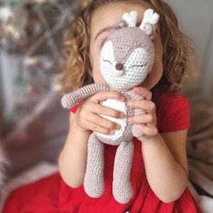 Snuggly And Soft Handmade Crochet Reindeer, First Christmas Baby Toy, Traditional Baby Toy, Amigurumi Toy, Bunny Soft Toy, New Baby Gift