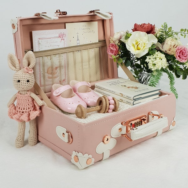 Keepsake Suitcase, Baby Suitcase, Memory Case, Baby Memory Storage Case, Keepsake Box, Vintage Suitcase In Soft Pink, New Baby Gift