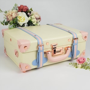 Keepsake Suitcase, Baby Suitcase, Memory Case, Baby Memory Storage Case, Keepsake Box, Vintage Suitcase In Cream, New Baby Memory Trunk